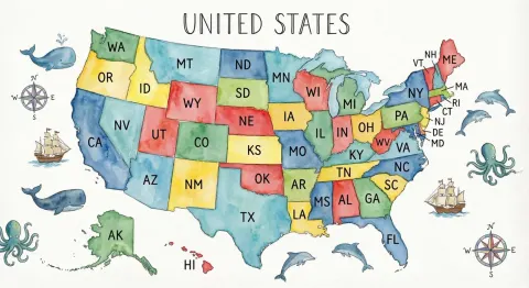 US Watercolor Map Complete