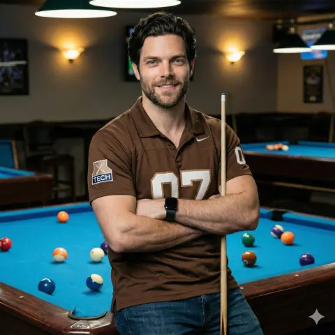 Pool Player Focused Shot
