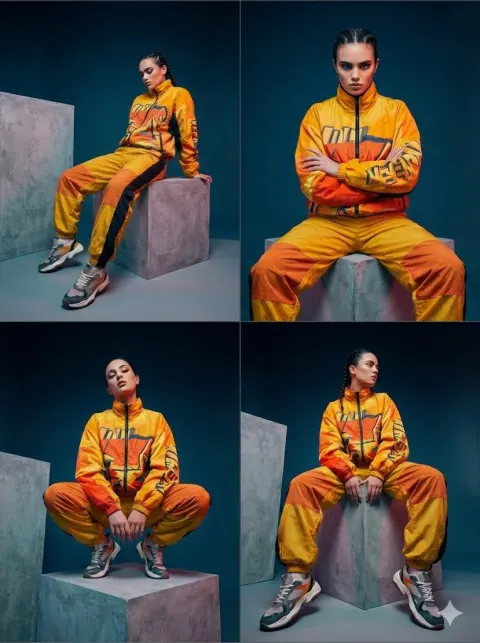 Sporty Girl Four-Panel Portrait