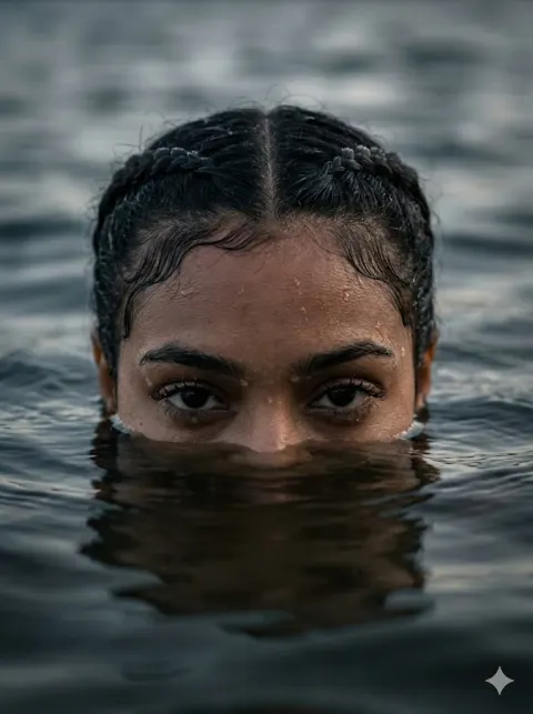 Woman Emerging from Dark Water