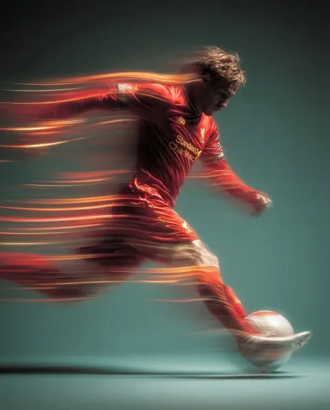 Mysterious Soccer Player Mid-Air Kick
