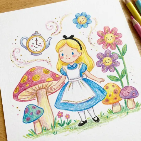 Cute Crayon Character Drawing