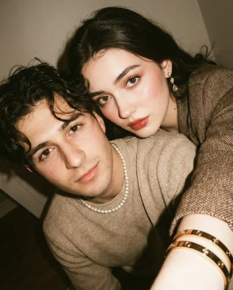 Vintage Film Couple Close-Up Selfie