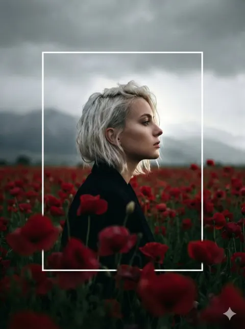 Platinum Muse in Crimson Bloom