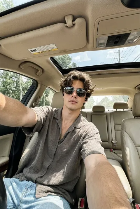 Authentic Car Wide-Angle Selfie