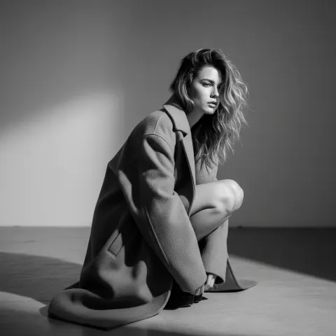 B&W Woman - Oversized Coat