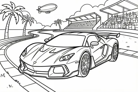 Sports Car Line Art Coloring