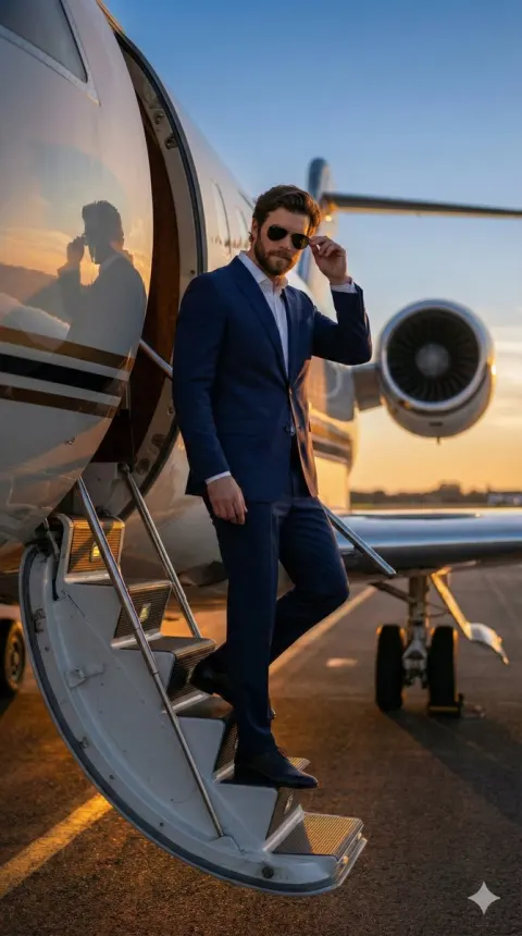 Luxury Jet Sunset Fashion Portrait