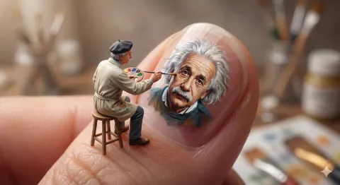 Tiny Artist Paints Masterpiece on Fingernail