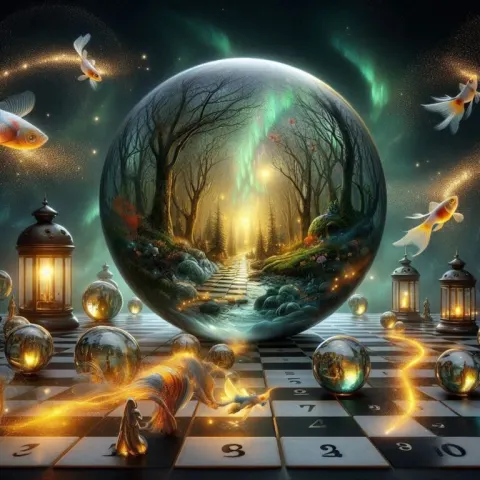 Magical Forest Scene in Glass Marble