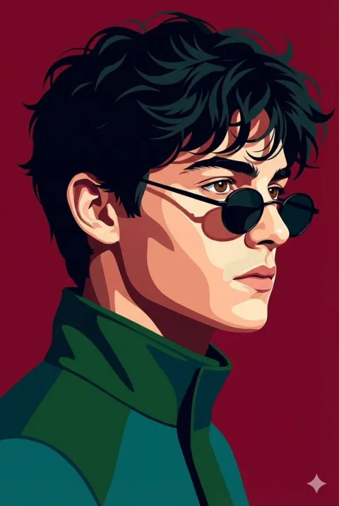 Vector Style Serious Profile Portrait