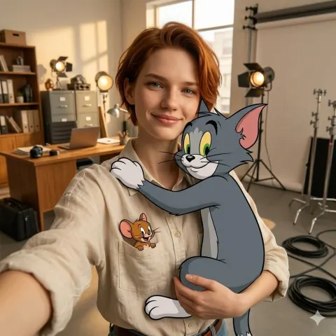 Hugging Tom Cat Selfie