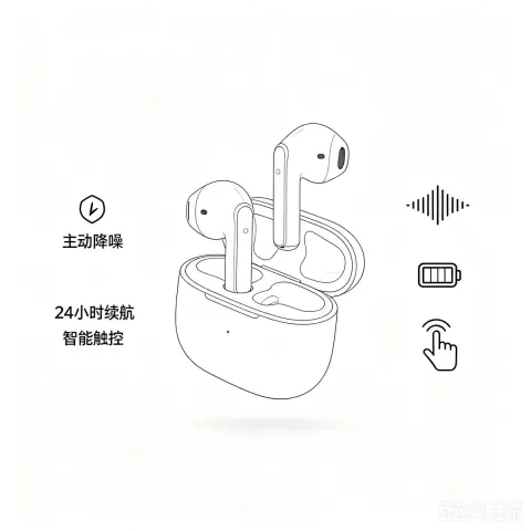 Minimalist Wireless Earphones E-commerce Image
