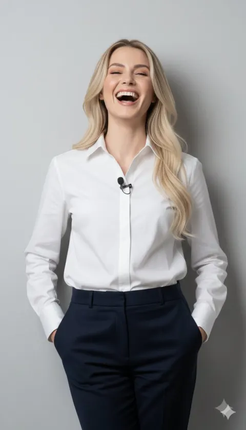 Joyful Blonde Portrait Laugh