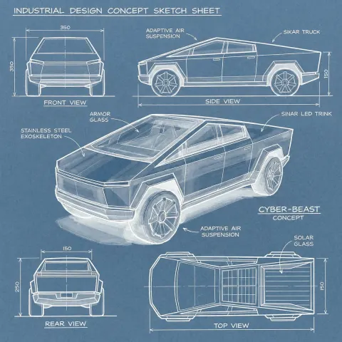 Cybertruck - Concept Design Sketch
