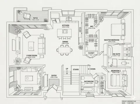 Home Interior To Blueprint Floor Plan