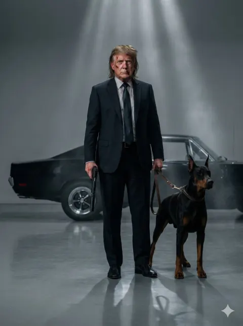 Neo-Noir Hitman with Doberman