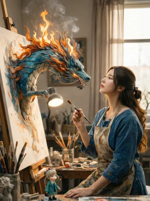 Magical Painted Dragon Comes Alive