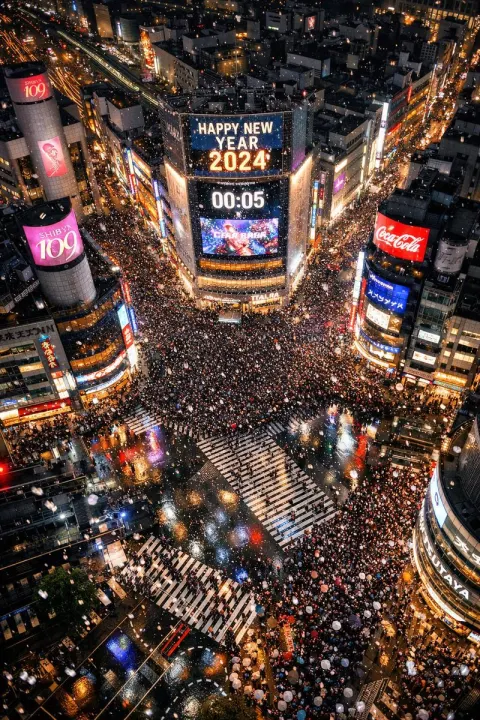 Shibuya NYE Countdown Aerial