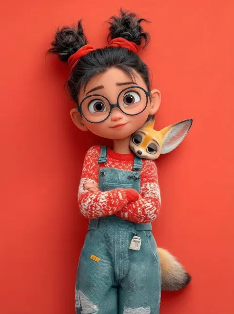 Cozy Girl with Fennec Fox