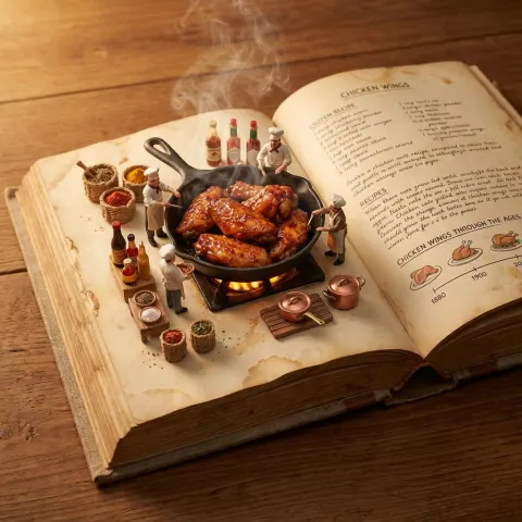 Vintage Food 3D Cookbook Scene