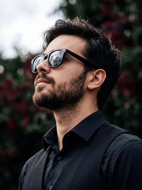 Stylish Sunglasses Profile Portrait