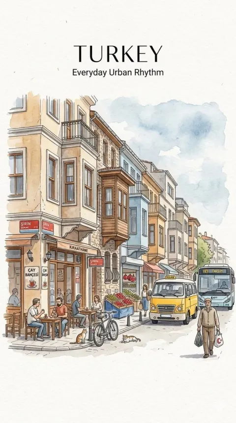 Minimalist Urban Travel Sketch
