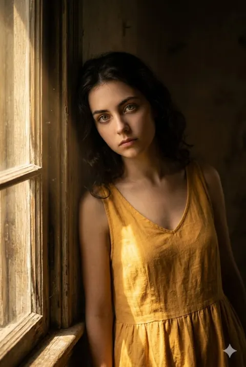 Cinematic Moody Portrait By Window