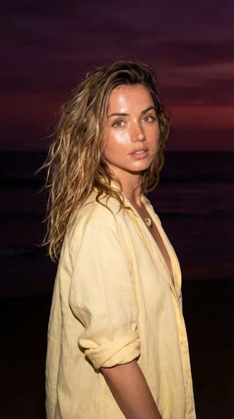 Sunset Flash Portrait on Dark Beach