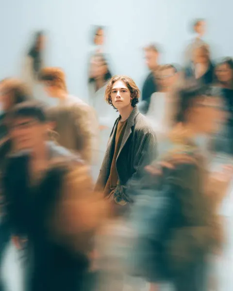 Stillness Amidst Motion Blur Portrait