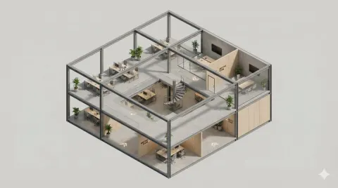 Minimalist Isometric Architecture Diorama