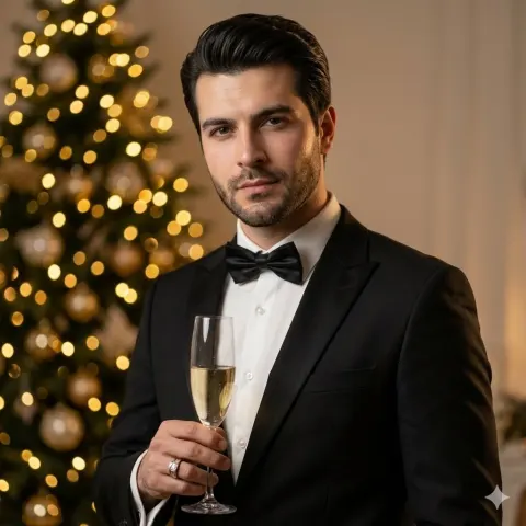 Festive Tuxedo Cinematic Portrait