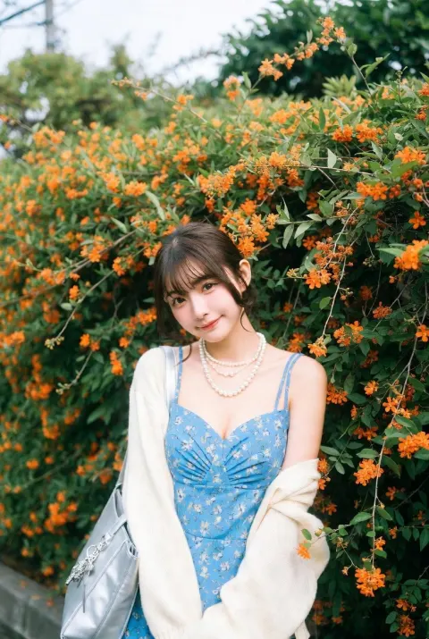 Ultra Realistic Asian Idol Garden Portrait