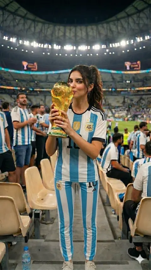 Argentina Woman Kisses World Cup Trophy