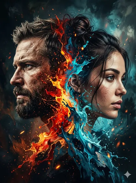 Fire and Ice Portrait Fusion