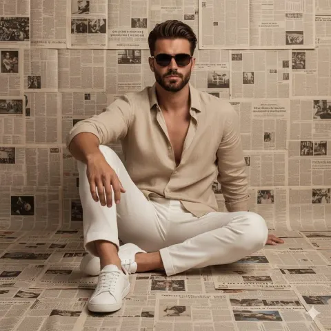 Cinematic Vintage Newspaper Fashion Portrait