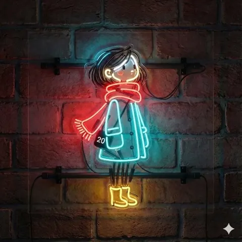 Neon Light Character Transformation Night Scene