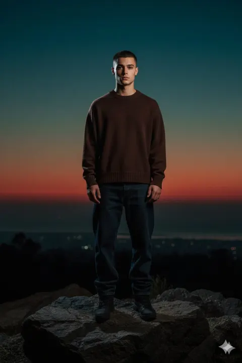 Blue Hour Male Portrait at Dusk