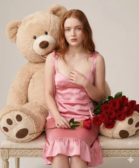 Pink Satin Rose Portrait Dream