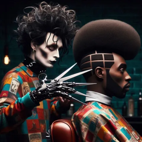 Edward Scissorhands Trims Quirky Afro