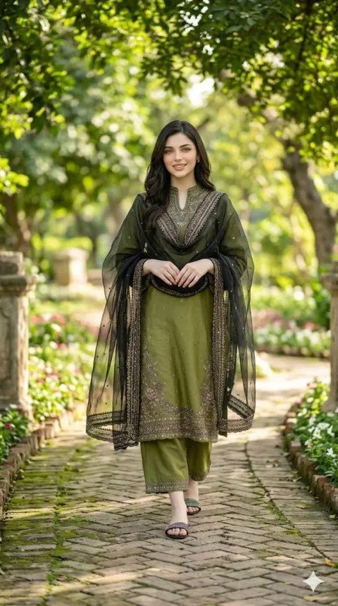 Elegant Garden Stroll Portrait