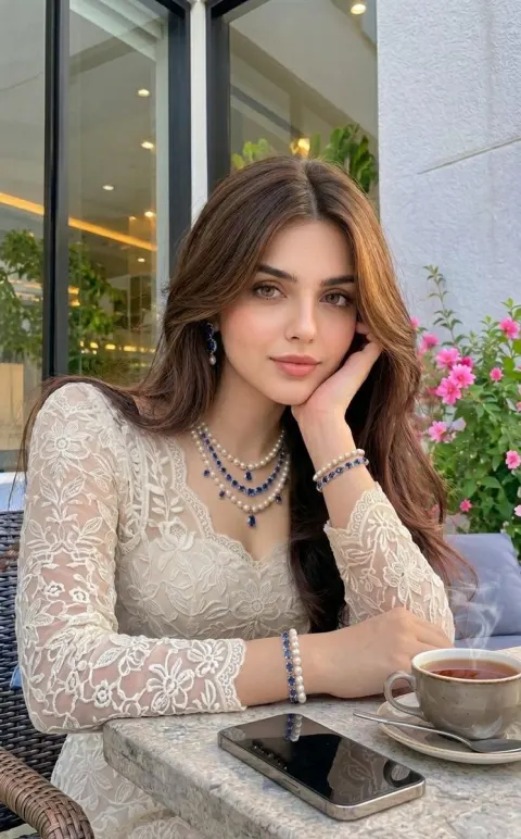 Luxurious Outdoor Cafe Portrait