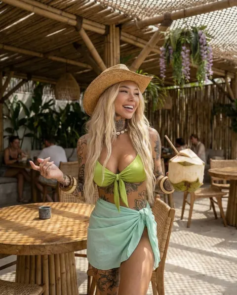 Stylish Tropical Cafe Scene