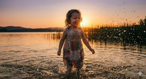 Frozen Splashes in Sunset Glow