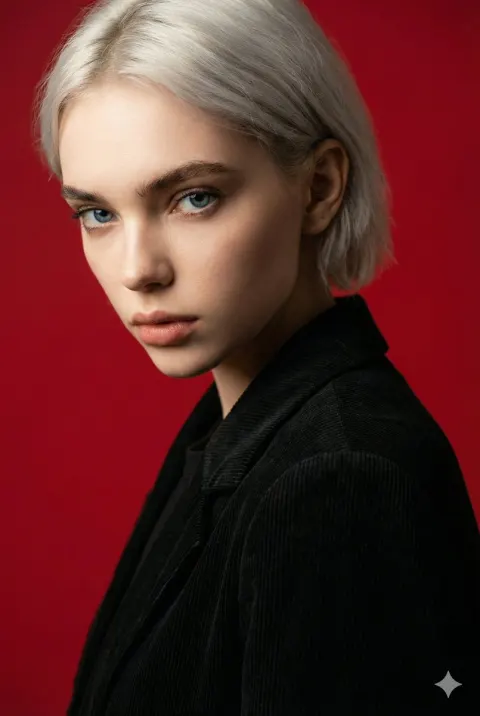 Cinematic Red Portrait Intense Gaze