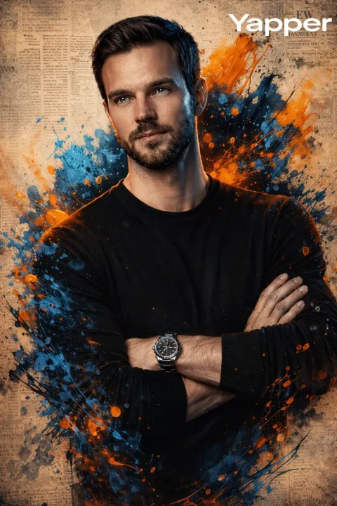 Stylized Blue Orange Portrait Poster