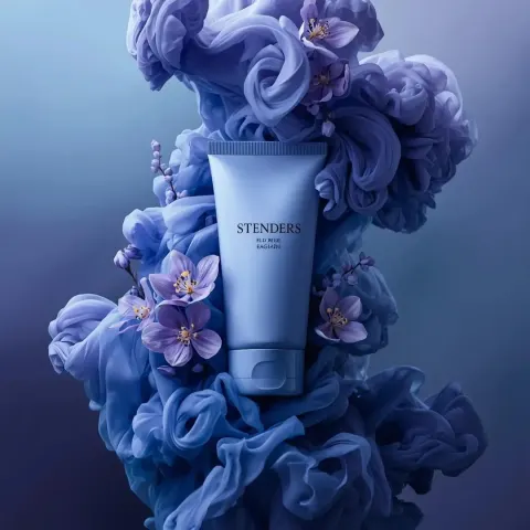 Luxury Blue-Violet Cosmetic Smoke and Florals