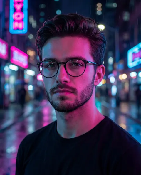 Cyberpunk Neon Portrait Night Street