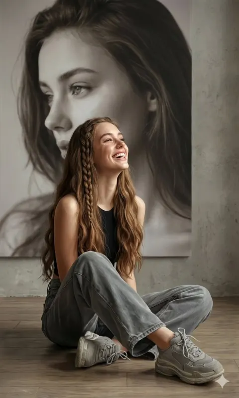 Hyperreal Portrait with Monochrome Double Vision