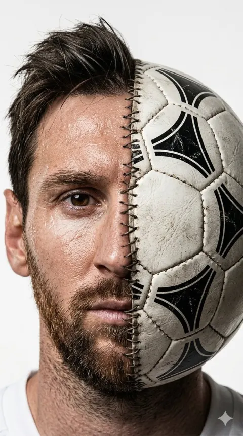 Half-Face Soccer Ball Stitched Portrait